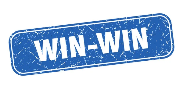 Win Win Razítko Win Win Čtverec Grungy Modrý Znak — Stockový vektor