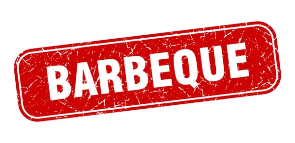 Timbro Del Barbecue Barbecue Quadrato Grungy Segno Rosso — Vettoriale Stock