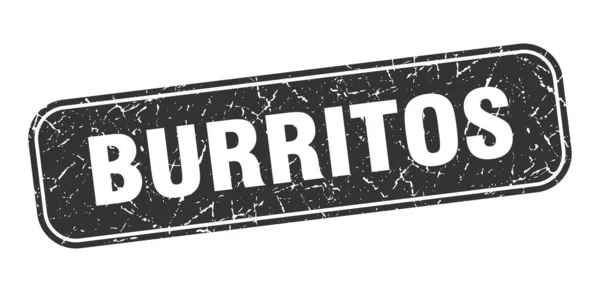 Timbre Burritos Burritos Carré Grungy Signe Noir — Image vectorielle