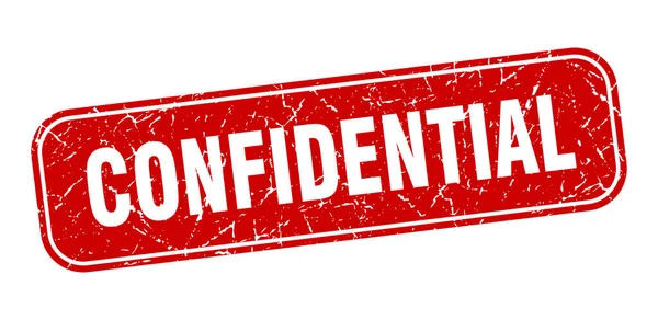 Timbre Confidentiel Signe Rouge Grungy Carré Confidentiel — Image vectorielle