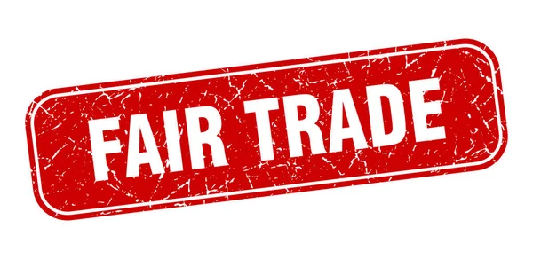 Poctivá Obchodní Známka Fair Trade Square Grungy Red Sign — Stockový vektor