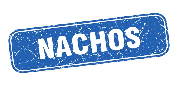 Nachos邮票 玉米片正方形 发紫的蓝色标志 — 图库矢量图片