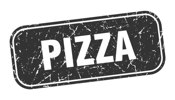Znaczek Pizzą Pizza Kwadrat Grungy Czarny Znak — Wektor stockowy