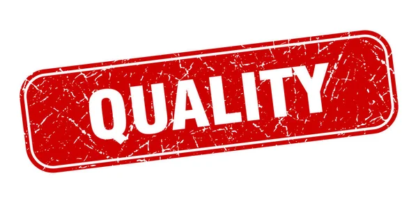 Kvalitetsstämpel Kvalitet Kvadrat Grungy Röd Skylt — Stock vektor