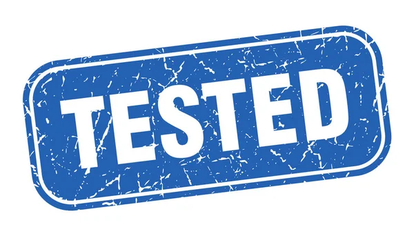 Tesztelt Bélyeg Tesztelt Négyzet Grungy Kék Jel — Stock Vector
