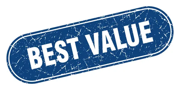 Meilleur Signe Valeur Timbre Bleu Grunge Meilleure Valeur Étiquette — Image vectorielle