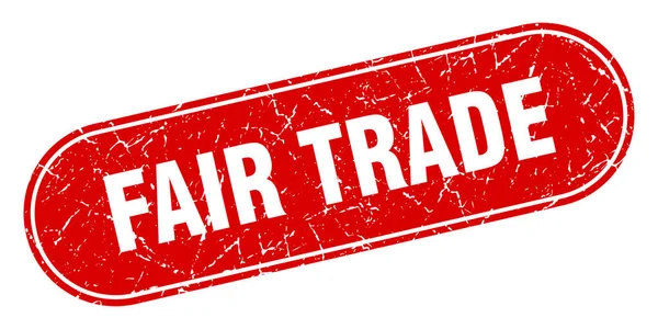 Férové Obchodní Znamení Fair Trade Grunge Červené Razítko Popisek — Stockový vektor