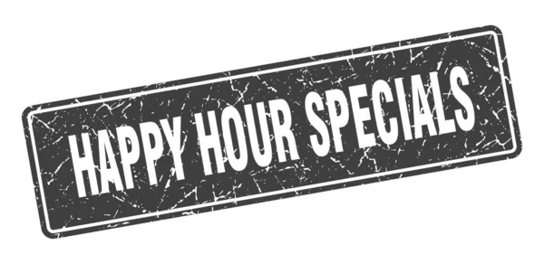 Happy Hour Specialare Stämpel Happy Hour Specialiteter Vintage Grå Etikett — Stock vektor