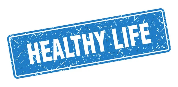 Zdrowy Znaczek Życia Zdrowe Życie Vintage Niebieska Etykieta Podpisz — Wektor stockowy