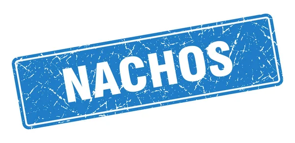 Nachos邮票 玉米片复古蓝色标签 — 图库矢量图片