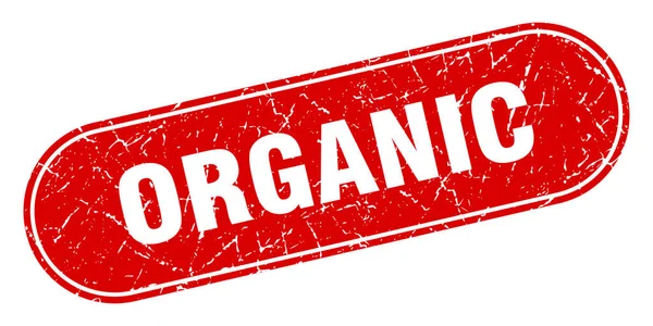 Organiczny Znak Organiczny Czerwony Znaczek Grunge Oznakowanie — Wektor stockowy