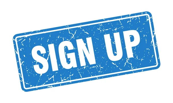 Зарегистрируйся Подпишитесь Винтажную Синюю Этикетку Sign — стоковый вектор