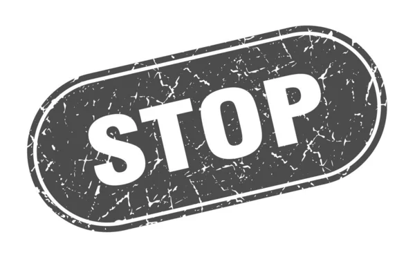 Stop Arrêter Grunge Timbre Noir Étiquette — Image vectorielle