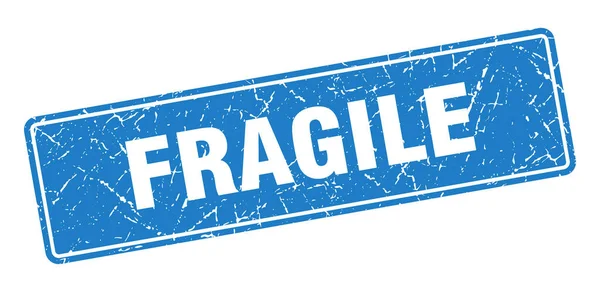 Sello Frágil Frágil Etiqueta Azul Vintage Señal — Vector de stock
