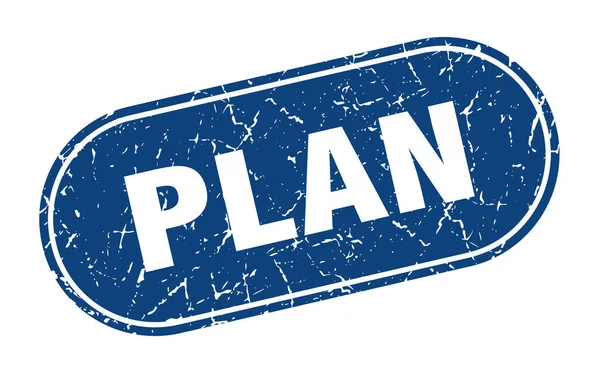 Planschild Plan Grunge Blue Stamp Etikett — Stockvektor