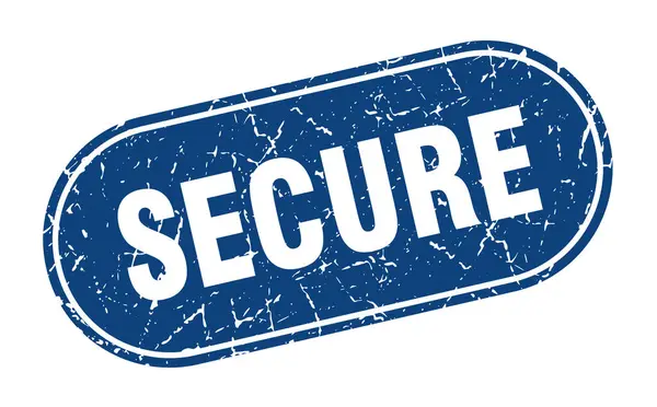 Secure Sign Secure Grunge Blue Stamp Label — Stock Vector