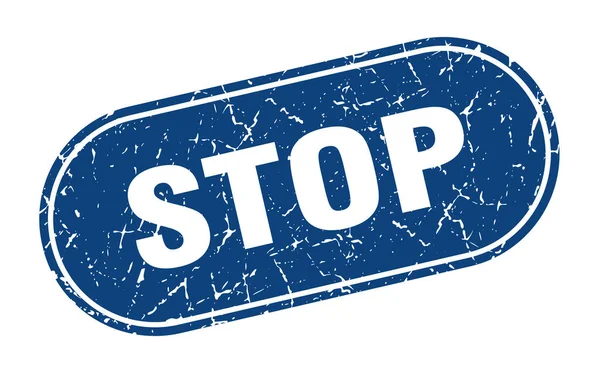 Stoppschild Stop Grunge Blue Stempel Etikett — Stockvektor