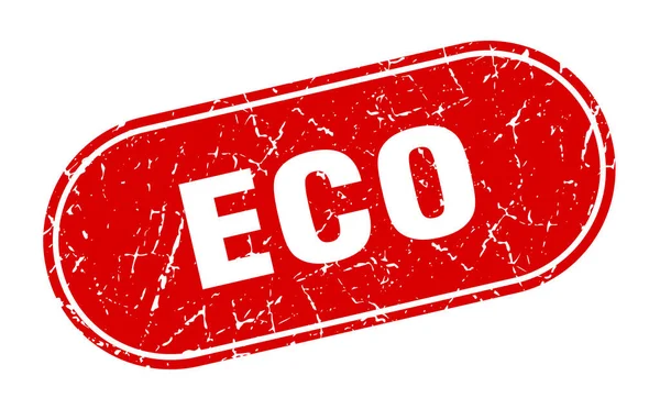 Ökocímke Eco Grunge Piros Bélyeg Címke — Stock Vector