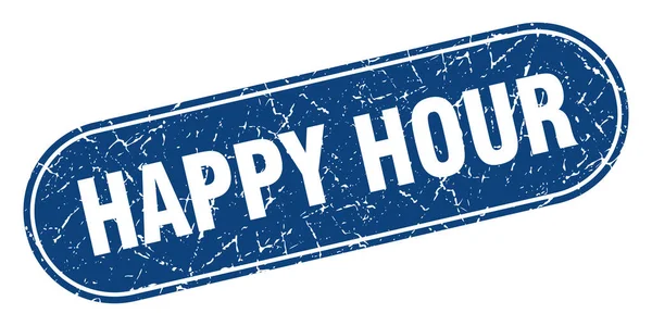 Cartello Dell Happy Hour Timbro Blu Grunge Happy Hour Marchio — Vettoriale Stock