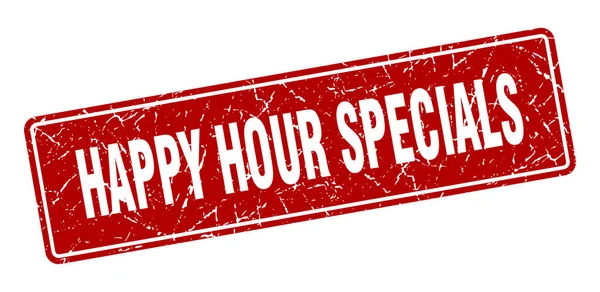 Timbre Spécial Happy Hour Happy Hour Specials Étiquette Rouge Vintage — Image vectorielle