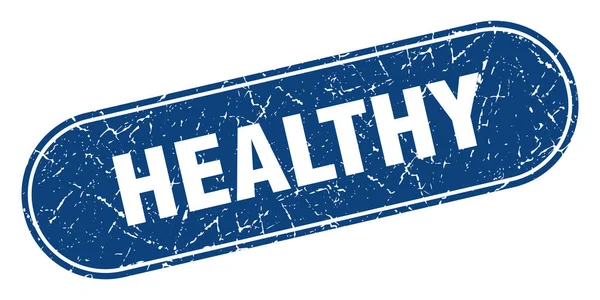 Sağlıklı Işaret Sağlıklı Grunge Mavi Pul Etiket — Stok Vektör