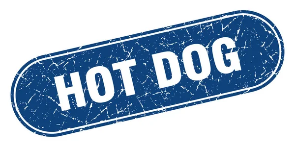 Enseigne Hot Dog Hot Dog Grunge Timbre Bleu Étiquette — Image vectorielle