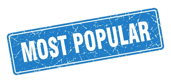 Populairste Postzegel Meest Populaire Vintage Blauw Label Teken — Stockvector