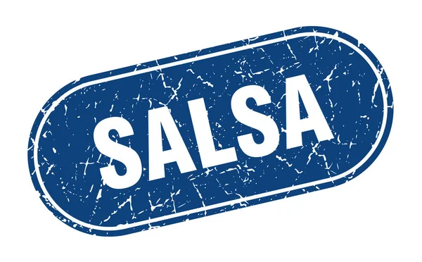 Salsa Zeichen Salsa Grunge Blue Stamp Etikett — Stockvektor