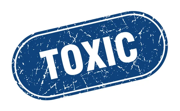 Toxic Sign Toxic Grunge Blue Stamp Label — Stock Vector