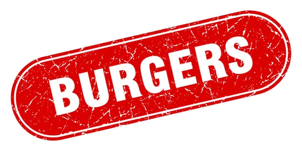 Burger Unterschreiben Burger Grunge Red Stempel Etikett — Stockvektor