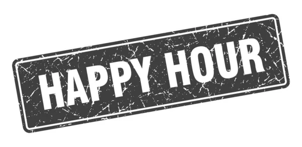 Carimbo Happy Hour Happy Hour Etiqueta Cinza Vintage Assinatura — Vetor de Stock