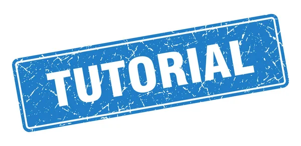 Timbro Tutorial Tutorial Vintage Etichetta Blu Firma — Vettoriale Stock