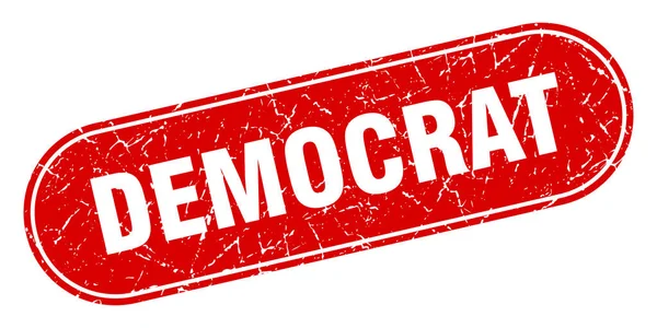 Democrat Sign Democrat Grunge Red Stamp Label — Stock Vector