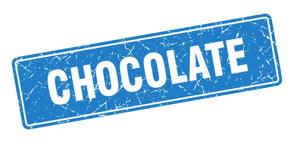 Timbre Chocolat Étiquette Bleue Vintage Chocolat Signe — Image vectorielle