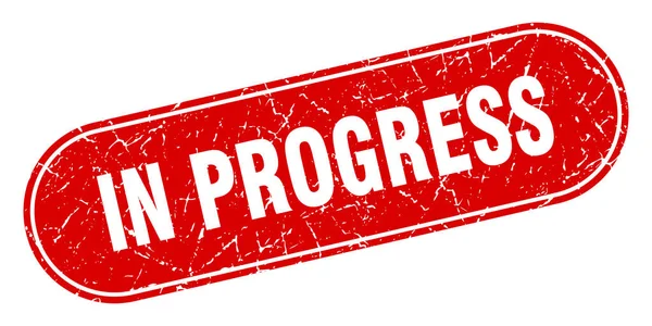 Progress Sign Progress Grunge Red Stamp Label — Stock Vector