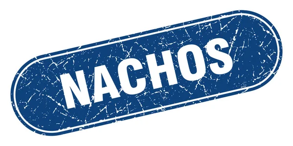 Nachos Tecken Nachos Grunge Blue Stamp Märkning — Stock vektor