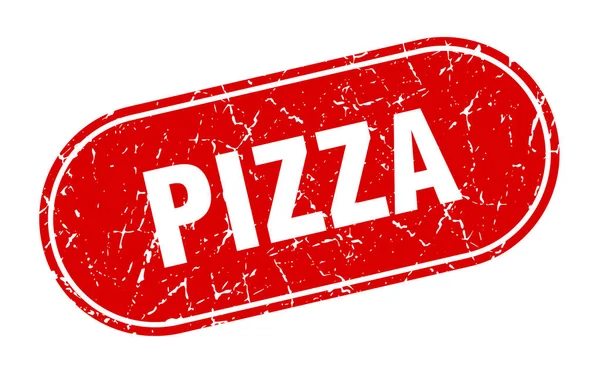 Знак Пиццы Красная Марка Пиццы Гранж Лейбл — стоковый вектор