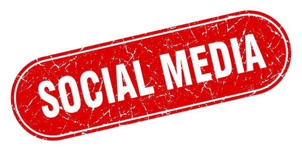 Zeichen Den Sozialen Medien Social Media Grunge Roten Stempel Etikett — Stockvektor
