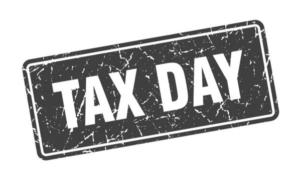 Sello Del Día Impuestos Etiqueta Gris Vintage Día Impuestos Señal — Archivo Imágenes Vectoriales