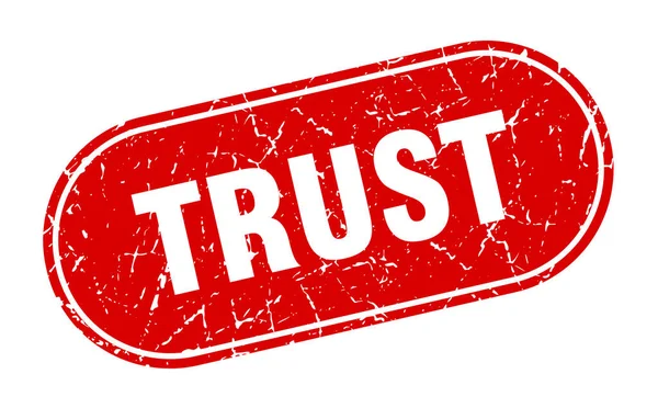 Vertrauenszeichen Trust Grunge Red Stamp Etikett — Stockvektor