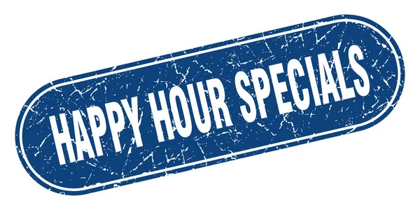 Happy Hour Skylten Happy Hour Specialerbjudanden Grunge Blå Stämpel Märkning — Stock vektor