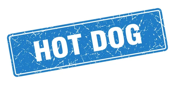 Hotdog Stempel Hot Dog Vintage Blue Etikett Zeichen — Stockvektor