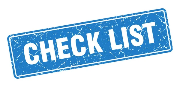 Check List Stamp Check List Vintage Blue Label Sign — Stock Vector