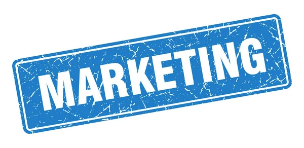 Selo Marketing Comercialização Etiqueta Azul Vintage Assinatura — Vetor de Stock