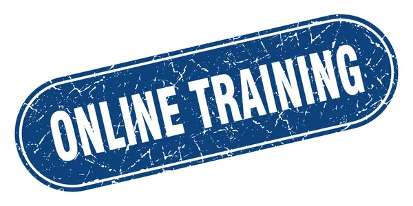 オンライントレーニングサインだ オンライントレーニンググランジブルースタンプ ラベル — ストックベクタ