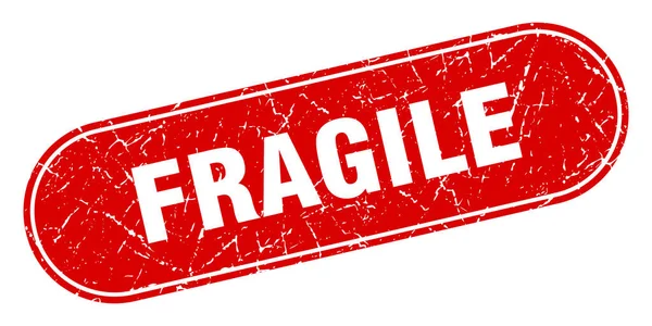 Signo Frágil Sello Rojo Grunge Frágil Etiqueta — Vector de stock