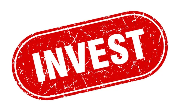 Investiční Znamení Investovat Grunge Červené Razítko Popisek — Stockový vektor