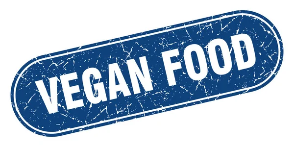 Signo Comida Vegana Comida Vegana Grunge Sello Azul Etiqueta — Vector de stock