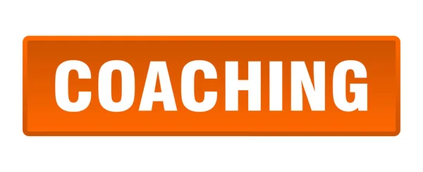 Coaching Button Coaching Square Orange Push Button — Stock Vector