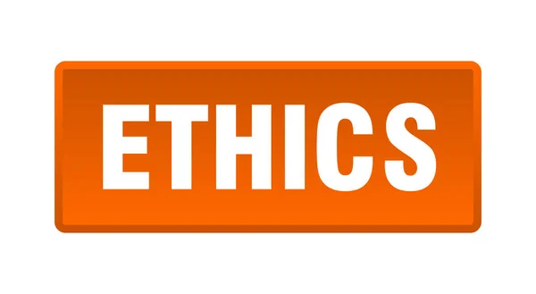 Ethics Button Ethics Square Orange Push Button — Stock Vector